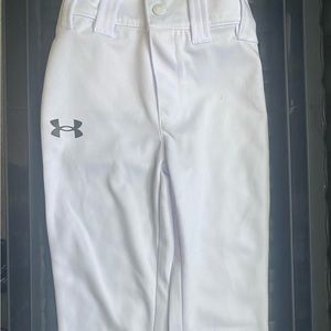 NWOT Broken Snap Under Armour Little Boys White Baseball Pants Sz 4 096413876684